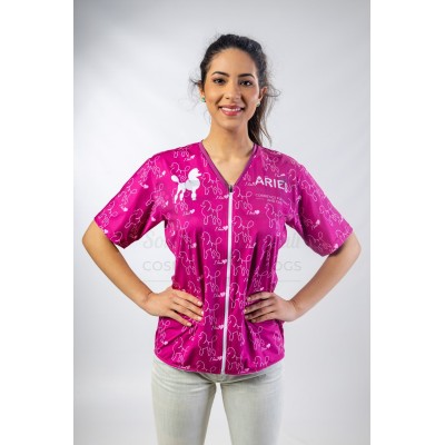 Casacca Donna I Love ciclamino Per Toelettatrice - ariespet