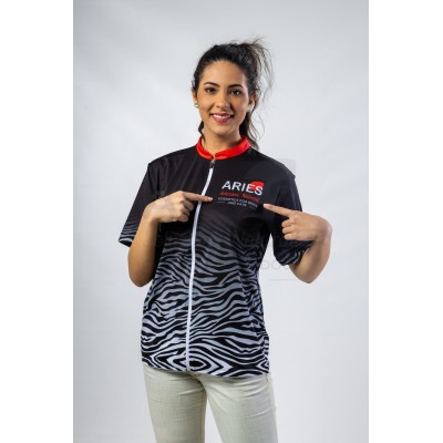 Black Striped Woman Groomer Shirt