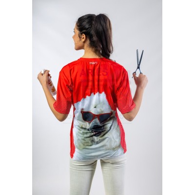 Red Bubbles Woman Groomer Shirt