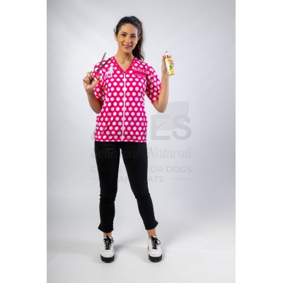 Fuxia Bubbles Woman Groomer Shirt