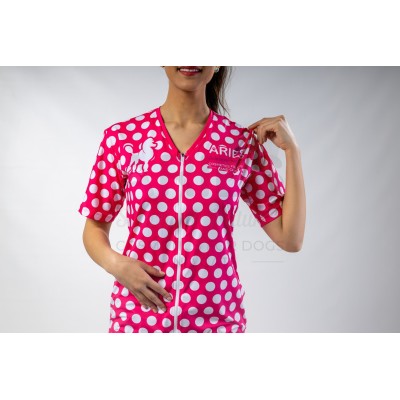 Fuxia Bubbles Woman Groomer Shirt