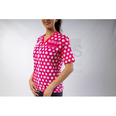 Fuxia Bubbles Woman Groomer Shirt