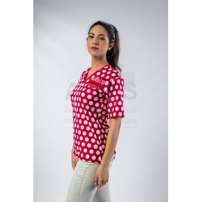 Red Bubbles Woman Groomer Shirt