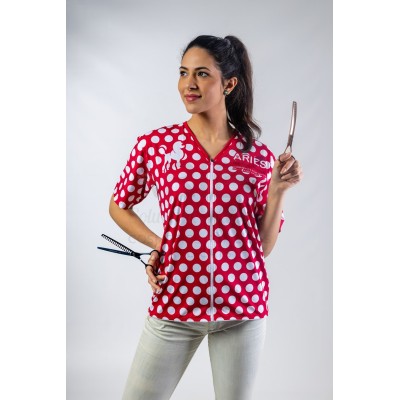 Red Bubbles Woman Groomer Shirt