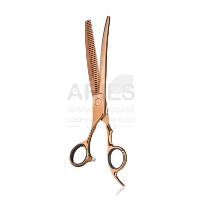 Thinning Scissor Curved Blade Left-Handed 40 Teeth with V 7,5’’ Cm 21 bronze