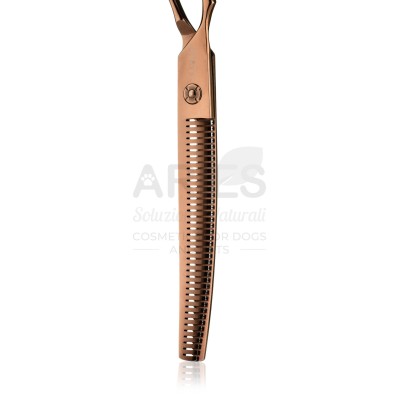 Thinning Scissor Curved Blade Left-Handed 40 Teeth with V 7,5’’ Cm 21 bronze