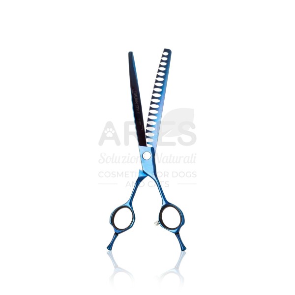 Chunker Thinning Scissor Curved Blade 18 Wide-Toothed 7,5’’ 20,5 Cm blue titanium