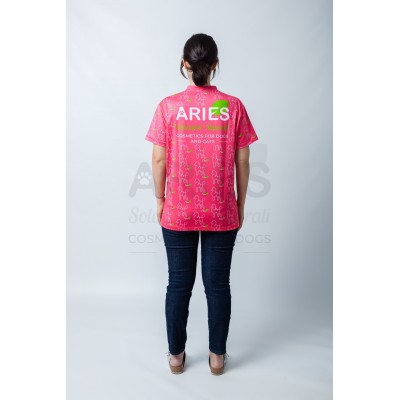 T-Shirt Donna I Love Fuxia Per Toelettatrice - ariespet