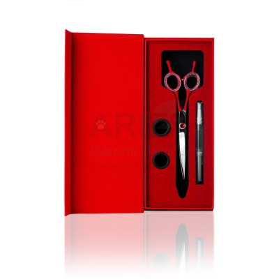 Athena Scissors 6.5" Curved Asian Style Red